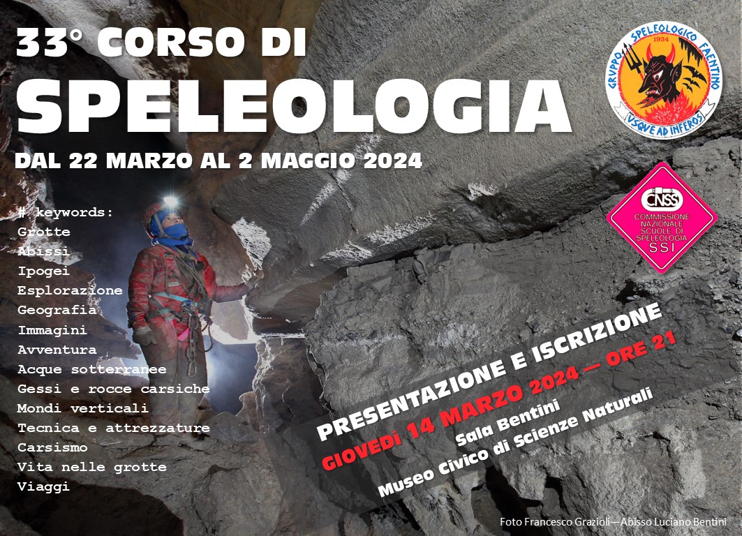 33° Corso di Introduzione alla Speleologia - 22 MARZO - 2 MAGGIO